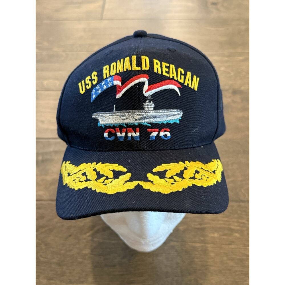 Vintage USS Ronald Reagan CVN 76 Mens Navy Embroidered SnapBack Hat Made in USA - Picture 2 of 8